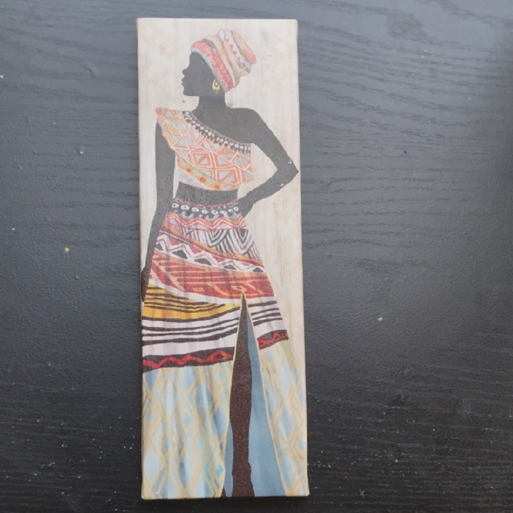 African Silhouette Wall Art with Patterned Dress - Multicolor